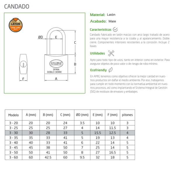 candado amig arco largo