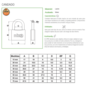 Candado NIZA AN esquema candado niza arco normal